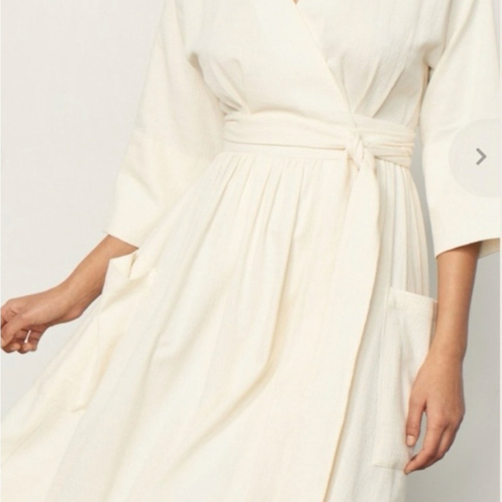 Mara Hoffman Cream Wrap Sundress with Pleated Skirt